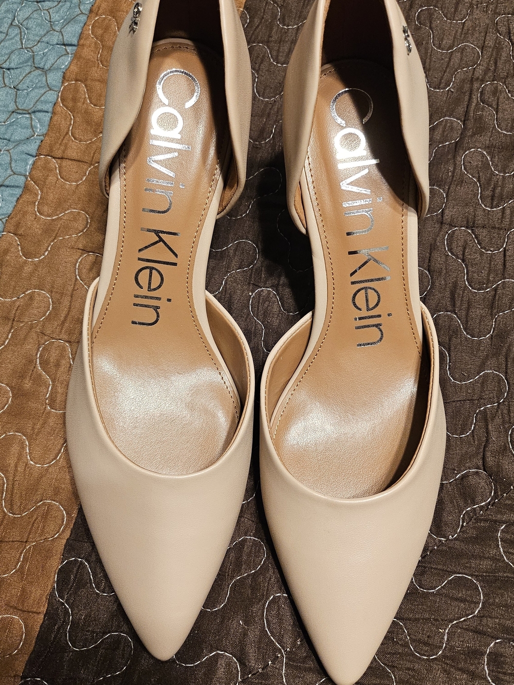 Calvin Klein Women's Nude Pointed-Toe Slingback Pump